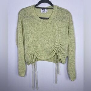 PRINCESS Polly lime green ruched cropped knit top